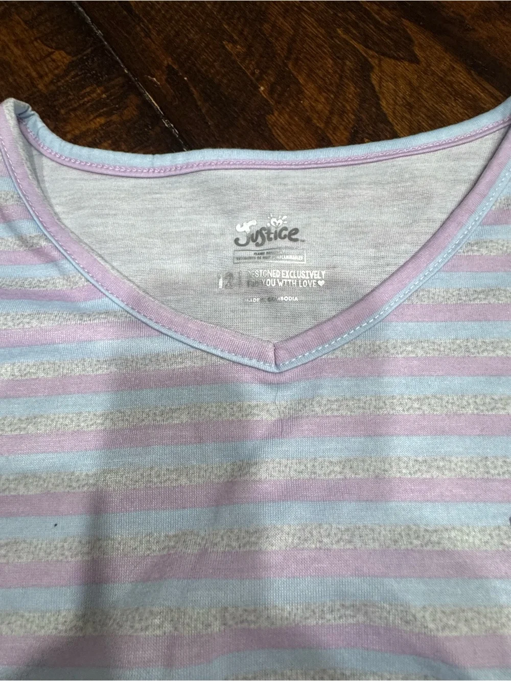 Justice Lilac Striped 'Chillin' Pajama Set with Satin Lavender Pants